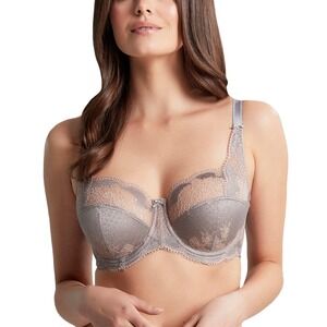 Panache Clara Lace Bra Full Cup Underwire Support Opal Grey 40H Romantic Comfort